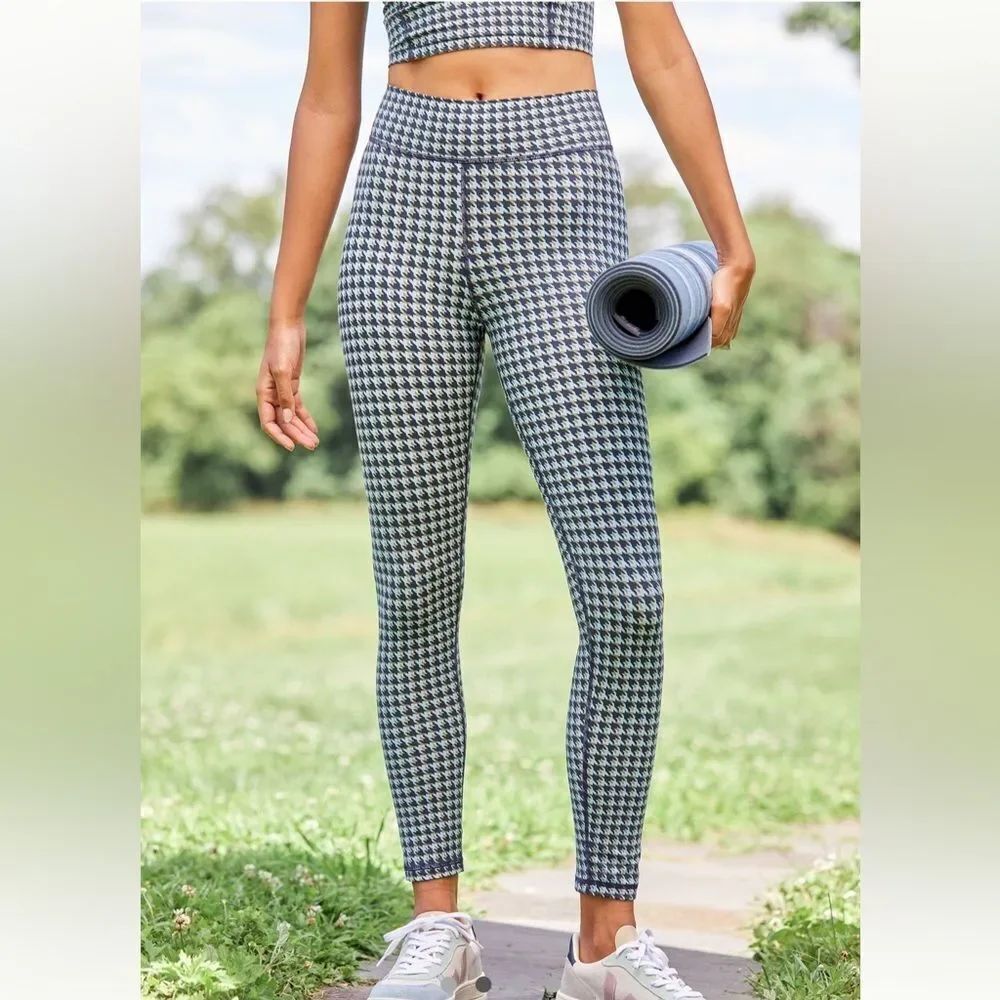 The Upside x Anthropologie Houndstooth Tropea Midi Yoga Leggings Size 6